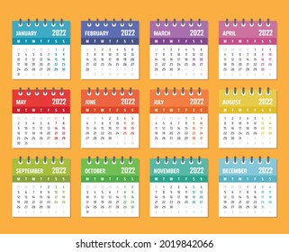 calendar for 2022 starts monday, vector calendar design 2022 year