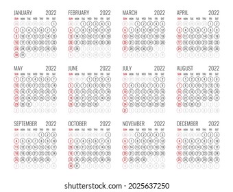 calendar for 2022 starts sunday, vector calendar design 2022 year