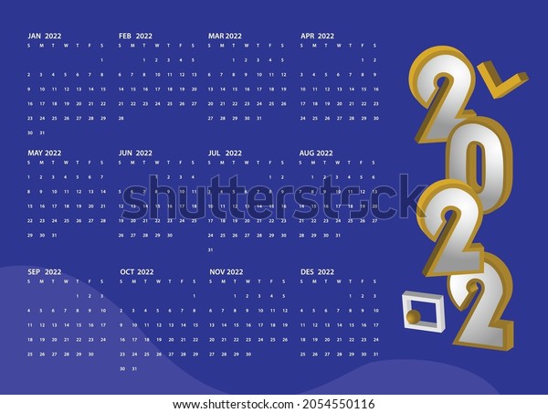 Calendar 2022 Template Design Background Stock Vector Royalty Free 2054550116 Shutterstock 0097