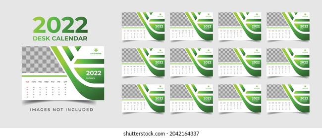 Plantilla de Calendario 2022, Plantilla de diseño de vectores de Calendario de Escritorio 2022, Gran conjunto de meses, calendario de negocios, diseño de cubierta roja