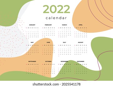 Calendar 2022 template vector, Set Desk calendar 2022, wall calendar design, Planner