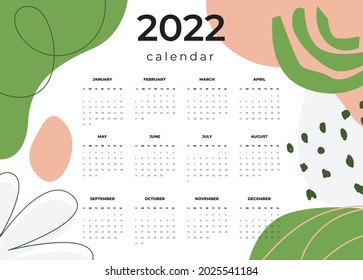 Calendar 2022 template vector, Set Desk calendar 2022, wall calendar design, Planner