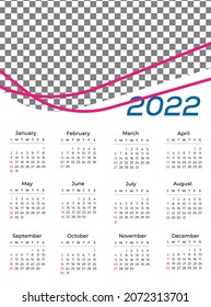 CALENDAR 2022 TEMPLATE VECTOR SUNDAY STARTING