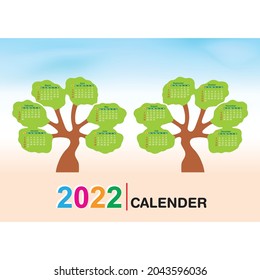 Baumdesign-Vektorgrafik von Calendar 2022 