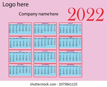 Calendar 2022 vector image image
