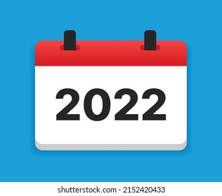 Vector del calendario 2022 aislado en fondo azul.