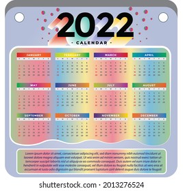 calendar 2022 in vector templat