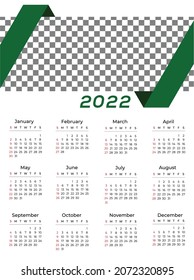 CALENDAR 2022 VECTOR TEMPLATE SUNDAY START