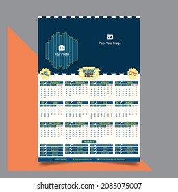Calendar 2022. Wall and Desk Calender templates. New year.

