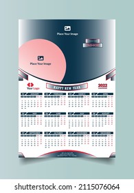 Calendar 2022. Wall Calendar template. Happy New year.