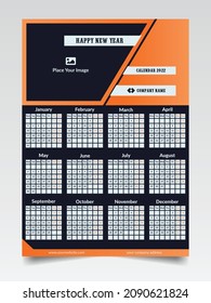 Calendario 2022. Plantilla de calendario de pared. Año nuevo.