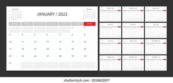 Kalender 2022 Woche Start Montag Corporate Design Planer Vorlage.