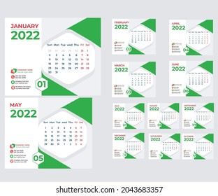 Calendar 2022 week start Sunday corporate design planner template.