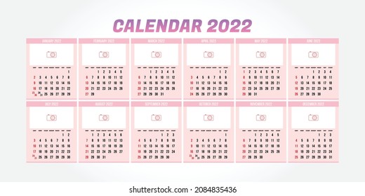 Calendar 2022 week start Sunday corporate design planner template.