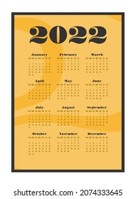 Calendar 2022 Year Design Vector