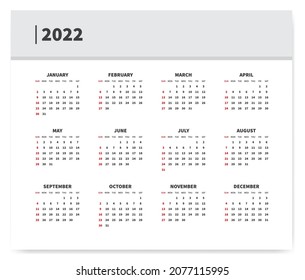 Vector de diseño de calendario 2022 años