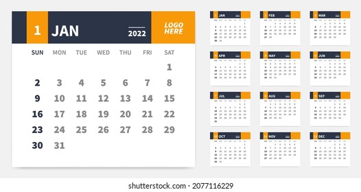 Calendar 2022 Year Design Vector