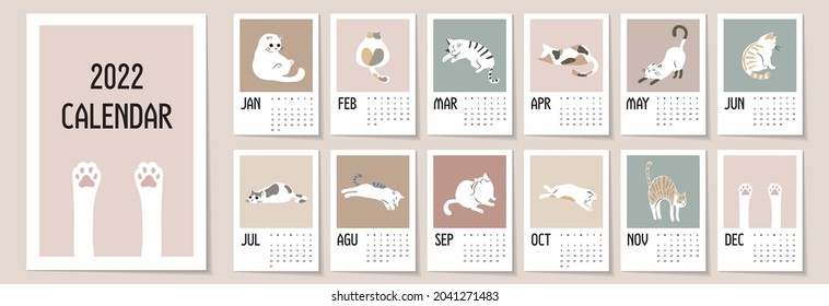 Calendar 2022. Yearly Planner with all Months.