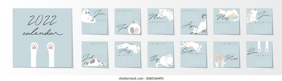 Calendar 2022. Yearly Planner with all Months.