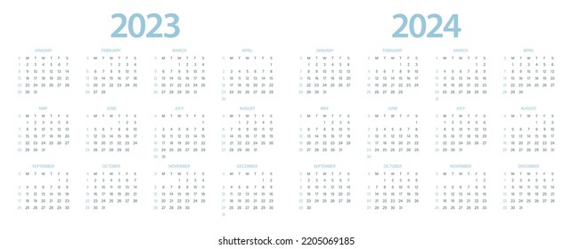 Calendar 2023, calendar 2024 week start Sunday corporate design planner template.