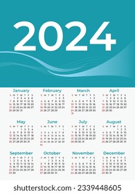 Calendar 2023, calendar 2024 week start Sunday corporate design planner template.