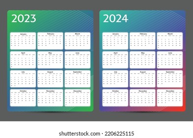 Calendar for 2023 and 2024 years in english template