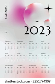 Calendario 2023 Todos los meses con fondo degradado