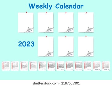 Calendar for 2023 with blank sheets for daily planning.