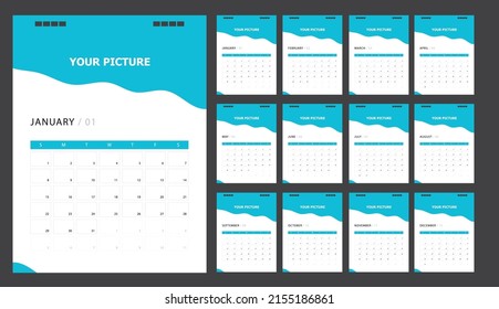Calendario para el fondo azul 2023