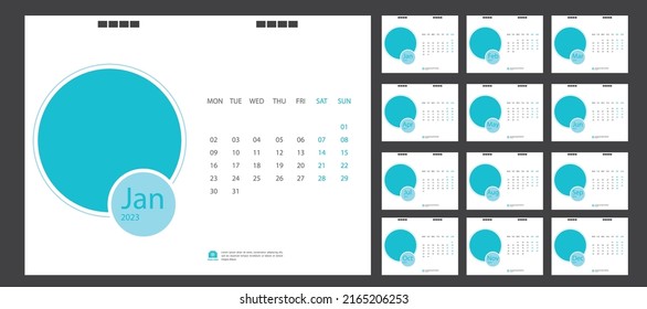 Calendario para el fondo azul 2023