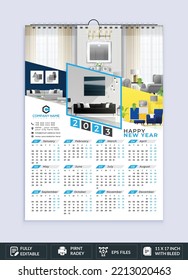 Calendar 2023,  Business Calendar 2023, One-page wall calendar 2023 week start Monday 