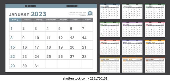 Calendar for 2023 colorful background