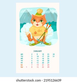 Calendar 2023 Cute Cats Kitten On Stock Vector (Royalty Free