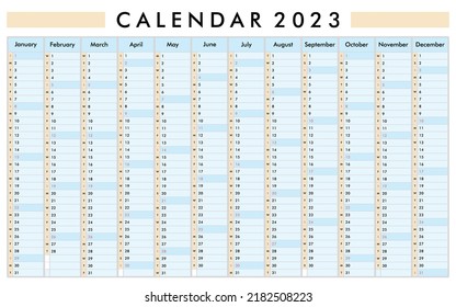 Calendar 2023, daily event planner, vector color illustration