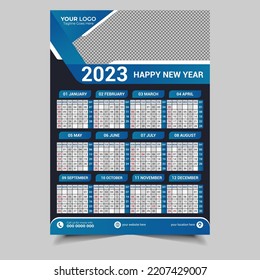 Calendar 2023 For Editable Illustration Design Template Vector. 2023 Calendar design Planner vector Template.