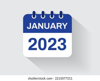 Calendar 2023 icon. Schedule icon isolated on gray background. Flat design. Vector illustration.