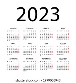 Calendar 2023 Illustration Week Starts On Stock Vector (royalty Free 