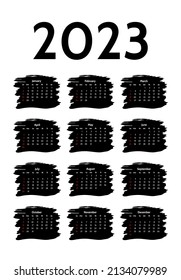 Calendar for 2023 isolated on a white background. Sunday to Monday, business template. Vector illustration