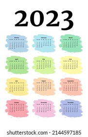 Calendar for 2023 isolated on a white background. Sunday to Monday, business template. Vector illustration