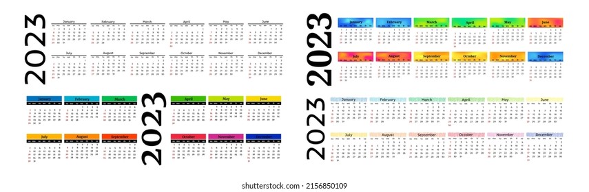 Calendar for 2023 isolated on a white background. Sunday to Monday, business template. Vector illustration