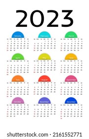 Calendar for 2023 isolated on a white background. Sunday to Monday, business template. Vector illustration