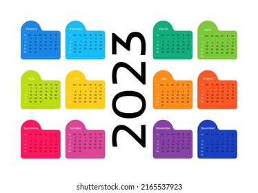 Calendar for 2023 isolated on a white background. Sunday to Monday, business template. Vector illustration
