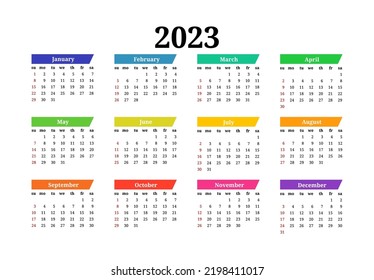 Calendar for 2023 isolated on a white background. Sunday to Monday, business template. Vector illustration