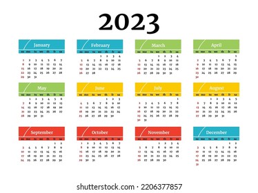 Calendar for 2023 isolated on a white background. Sunday to Monday, business template. Vector illustration