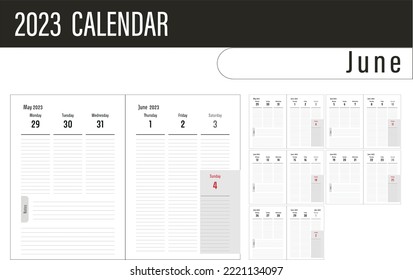 Calendar 2023 layout for New Year