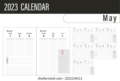 Diseño del calendario 2023 para Año Nuevo