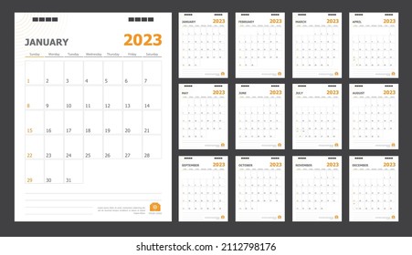 Calendar for 2023 orange background