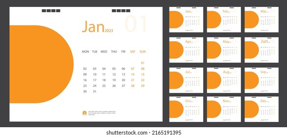 Calendar for 2023 orange background