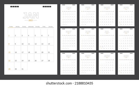 Calendar for 2023 orange background