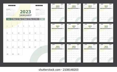 Calendar for 2023 pastel green background